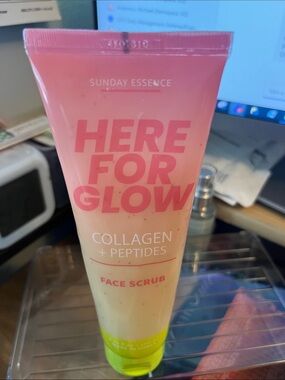 Here For Glow Collagen + Peptides Face Scrub — Pink & Cream